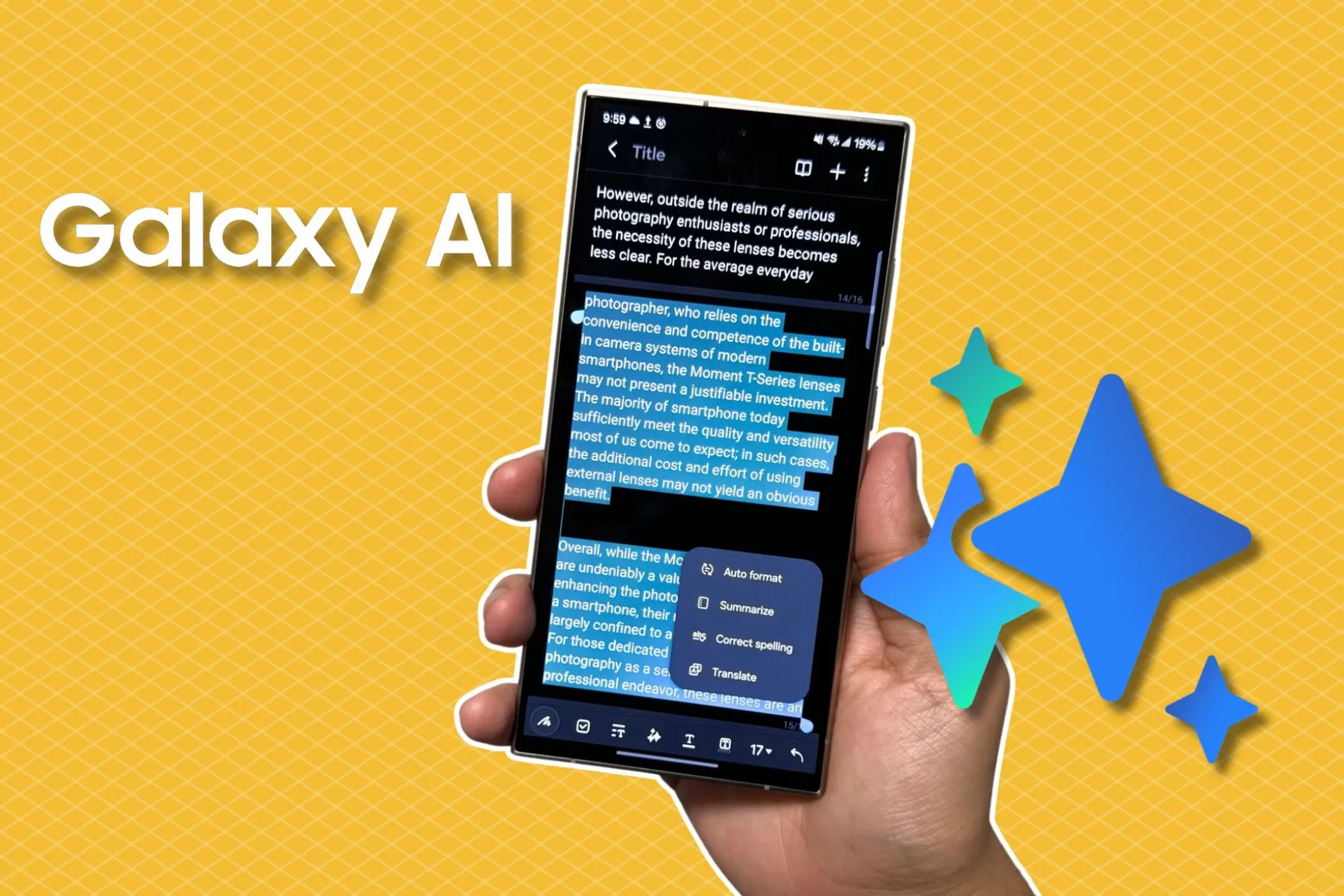 Samsung Galaxy S24 Ultra với biểu tượng Galaxy AI, dự đoán tính năng AI mới trên S25