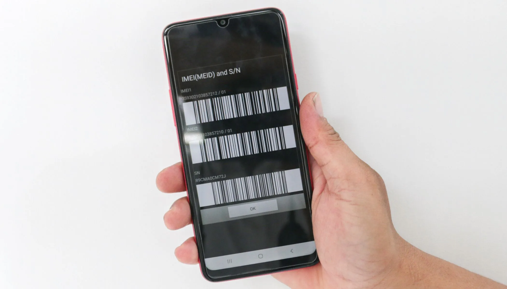 Số IMEI (International Mobile Equipment Identity) hiển thị trên màn hình điện thoại Android, mã định danh duy nhất của thiết bị di động