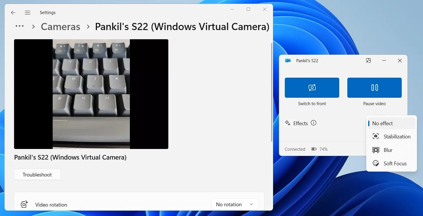 Sử dụng điện thoại Android làm webcam trên Windows 11 thông qua ứng dụng Phone Link