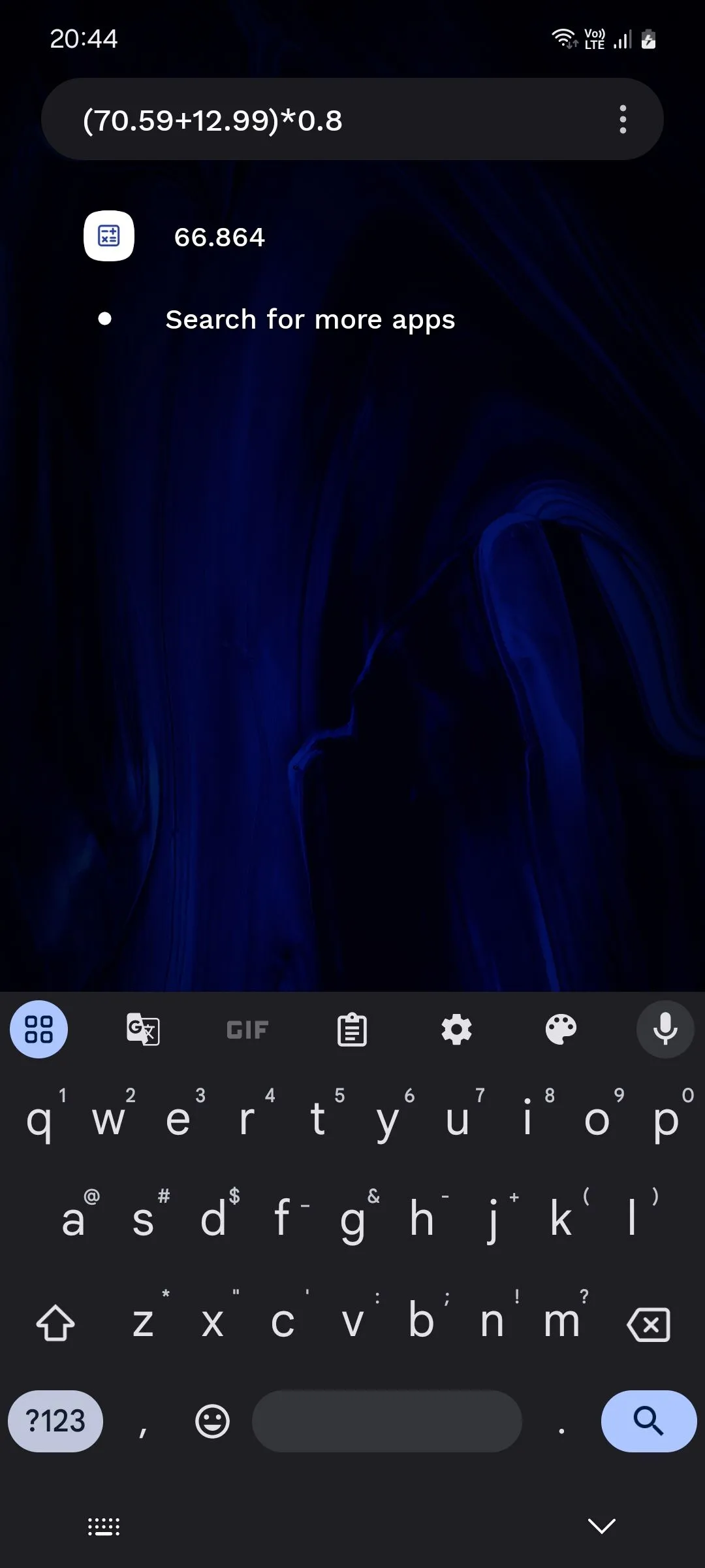 Thanh tìm kiếm Niagara Launcher tích hợp máy tính cơ bản