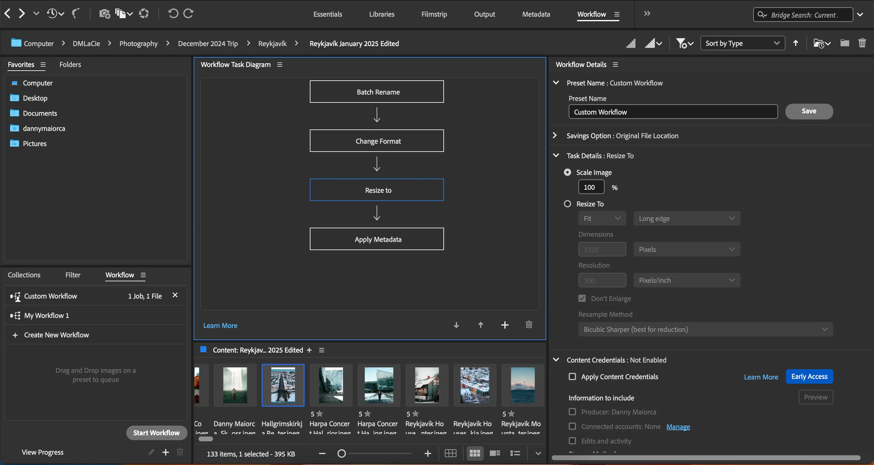 Thay đổi kích thước hình ảnh trong ứng dụng Adobe Bridge