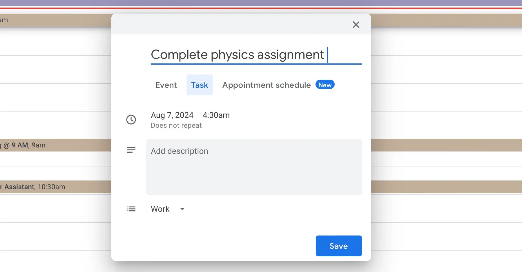 Thêm tác vụ vào danh sách việc cần làm trực tiếp từ Google Calendar