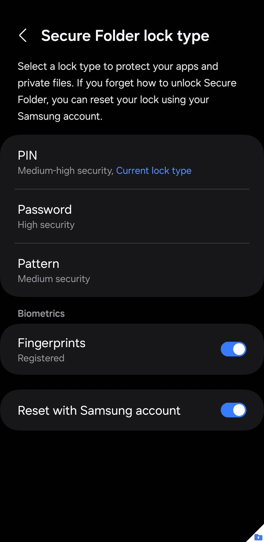 Thiết lập mở khóa vân tay cho Secure Folder trên điện thoại Samsung Galaxy