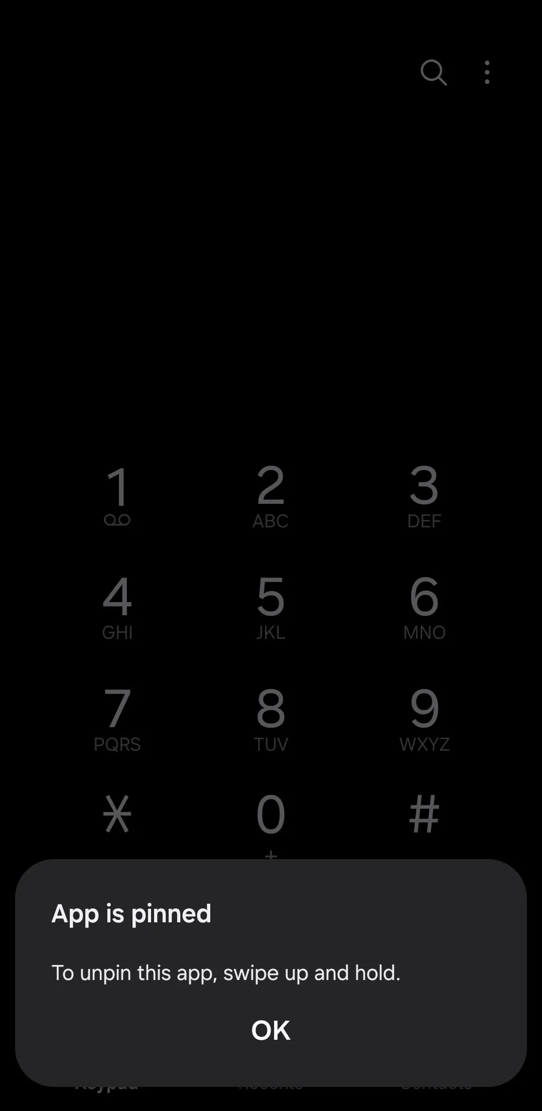 Thông báo xác nhận ứng dụng đã được ghim trên điện thoại Android, đảm bảo chỉ chạy một ứng dụng duy nhất