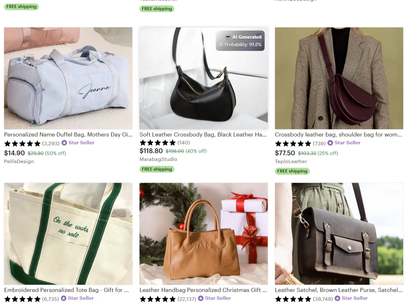 Tiện ích BitMind cảnh báo hình ảnh sản phẩm trên Etsy có khả năng được tạo bởi AI, giúp phát hiện hàng giả online.