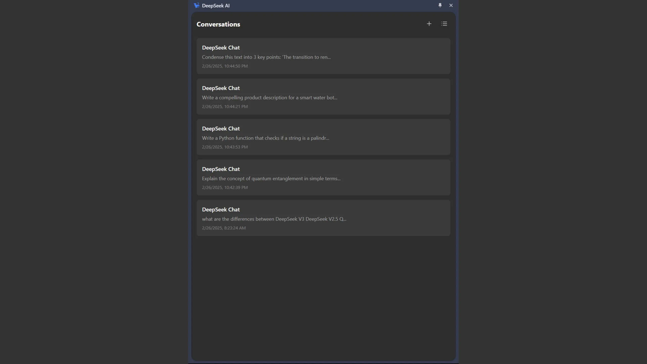 Tiện ích Chrome dựa trên DeepSeek AI của SupaEasy hiển thị lịch sử trò chuyện