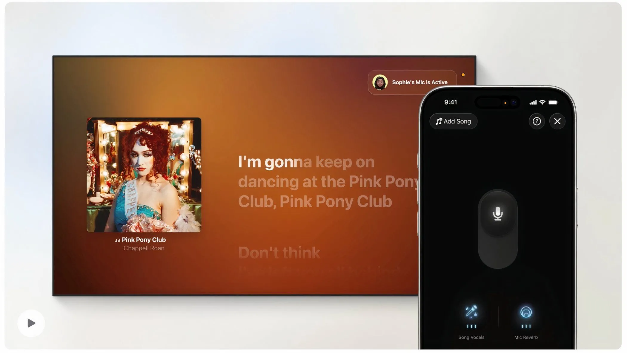 Tính năng Apple Music Sing được cải tiến trên tvOS 26, hỗ trợ iPhone làm micro