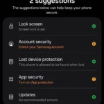 Trang Bảo mật và quyền riêng tư trong cài đặt điện thoại Samsung Galaxy