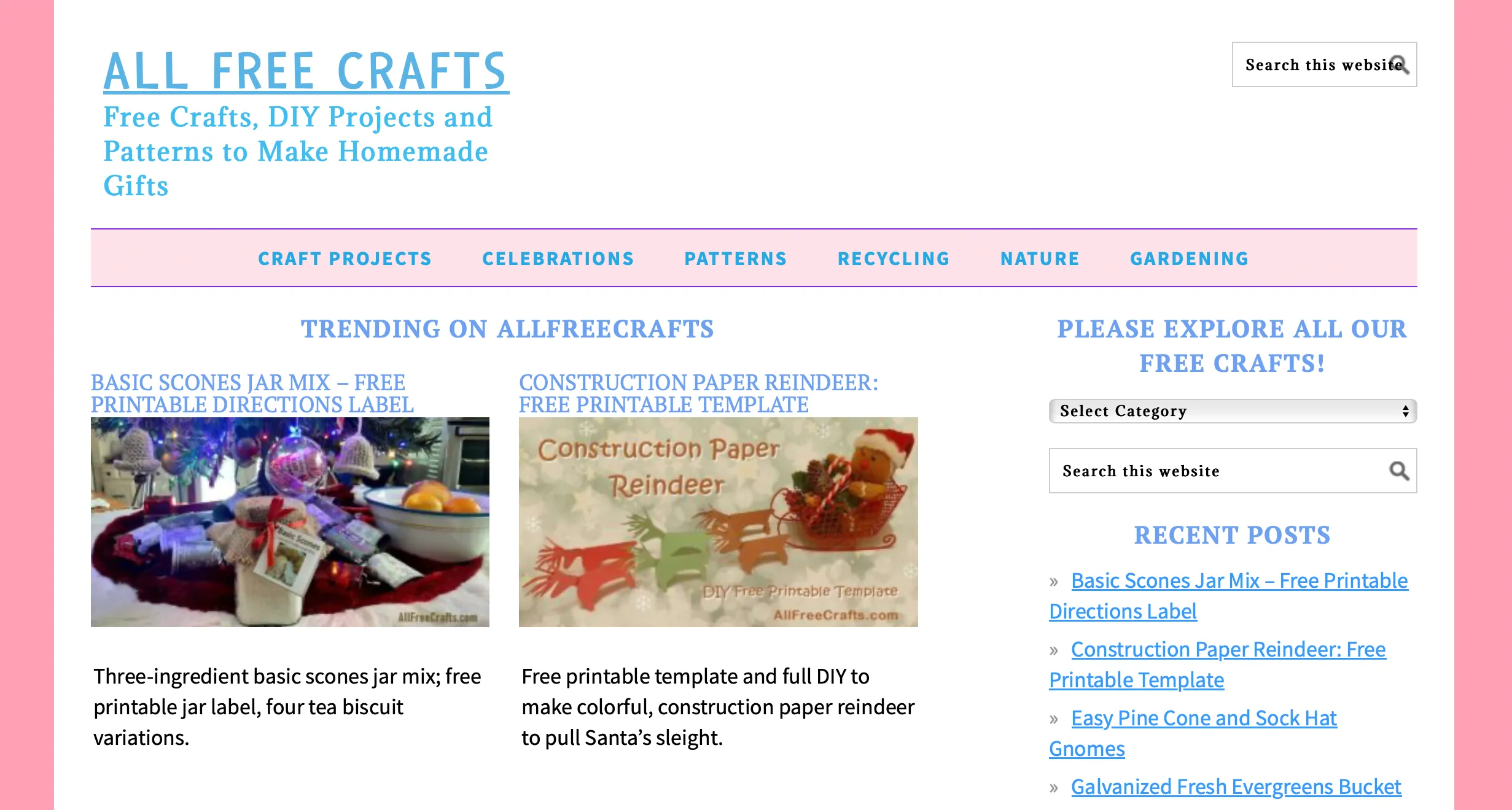 Trang chủ All Free Crafts với các ý tưởng thủ công như lọ scone và tuần lộc giấy
