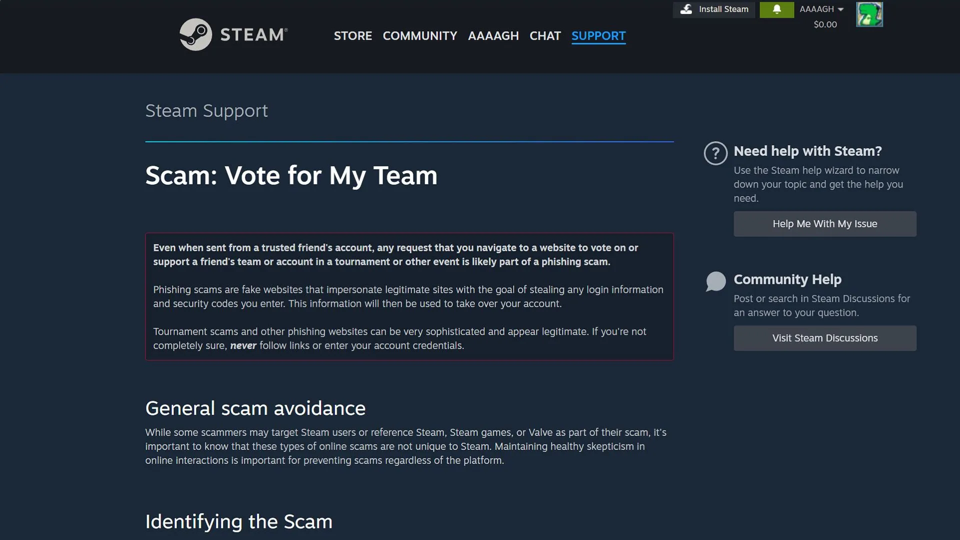 Trang web giả mạo trong chiến dịch lừa đảo bỏ phiếu Steam