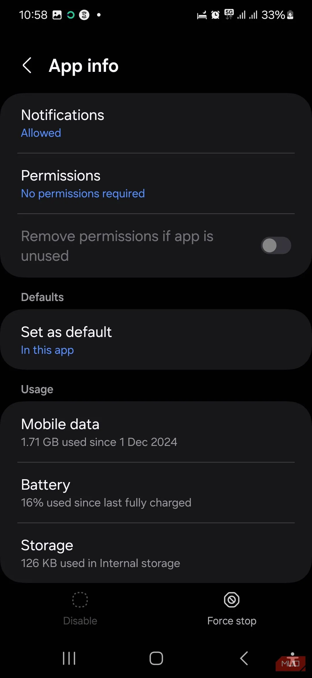 Truy cập tùy chọn Bộ nhớ của USBSettings để xóa cache