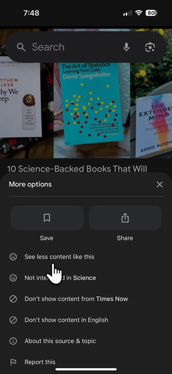 Tùy chọn quản lý nội dung trong Google Discover để cá nhân hóa
