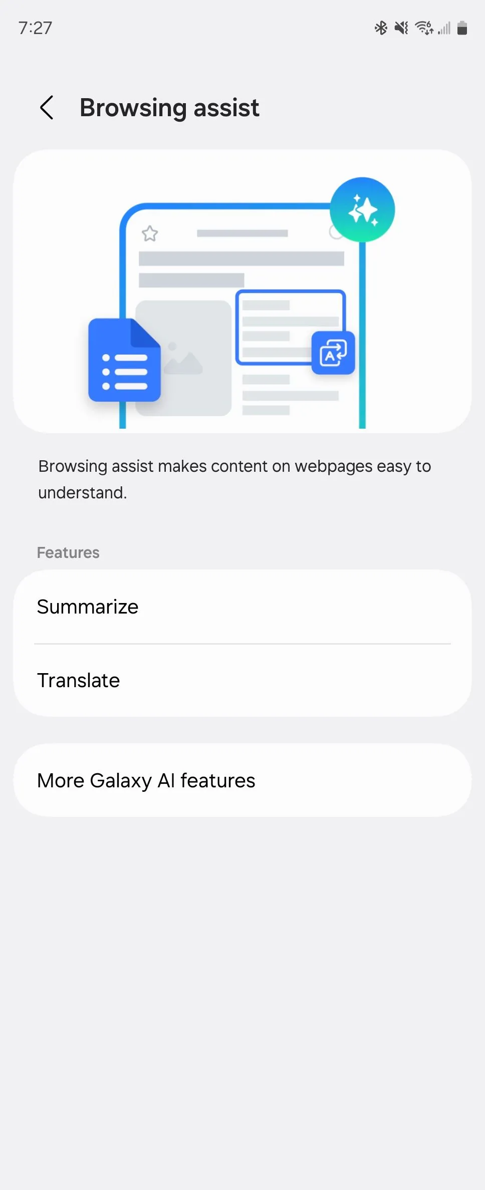 Tùy chọn Trợ lý Duyệt web trong Galaxy AI trên điện thoại Samsung
