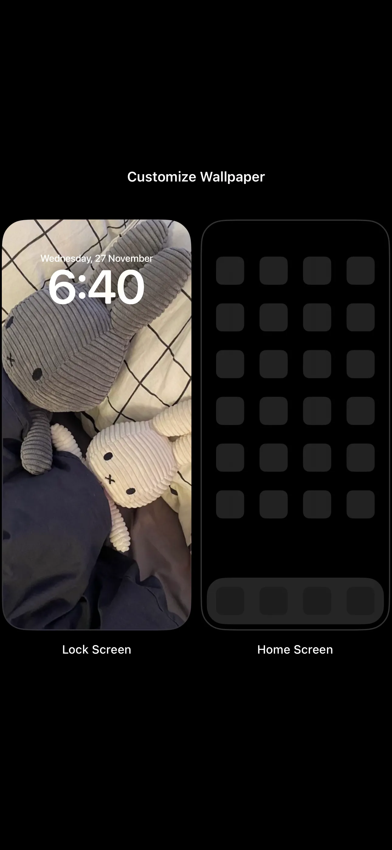 Tùy chọn tùy chỉnh hình nền màn hình khóa và màn hình chính iPhone.