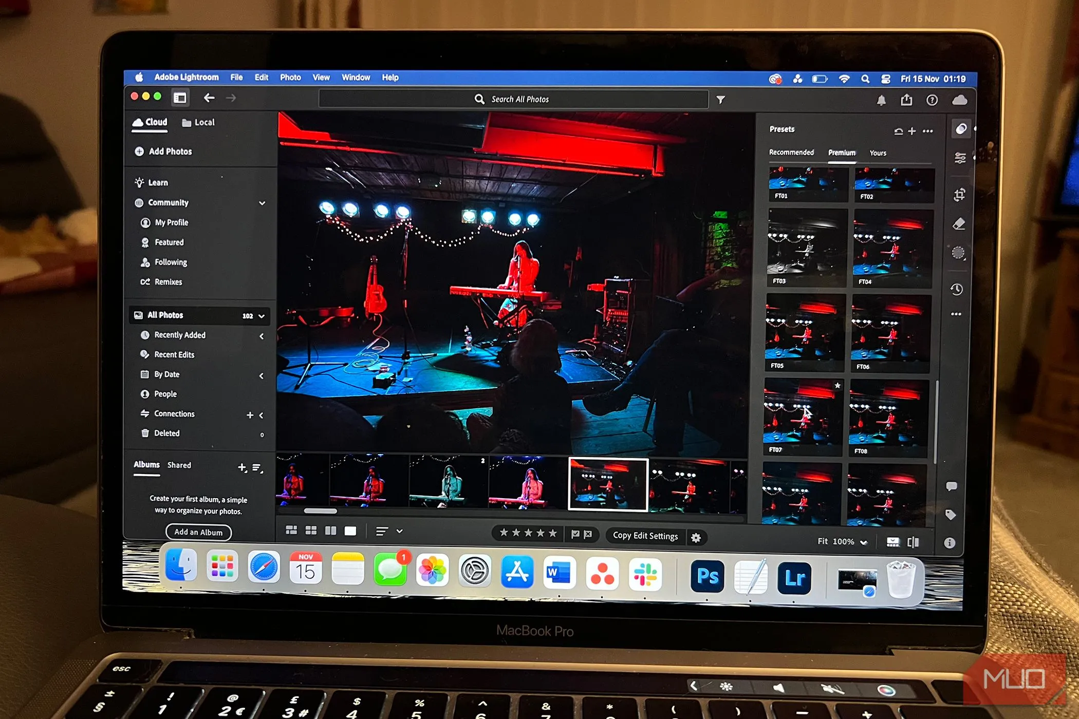 Ứng dụng Lightroom Desktop đang chạy trên MacBook, minh họa khả năng tương thích phần mềm mượt mà