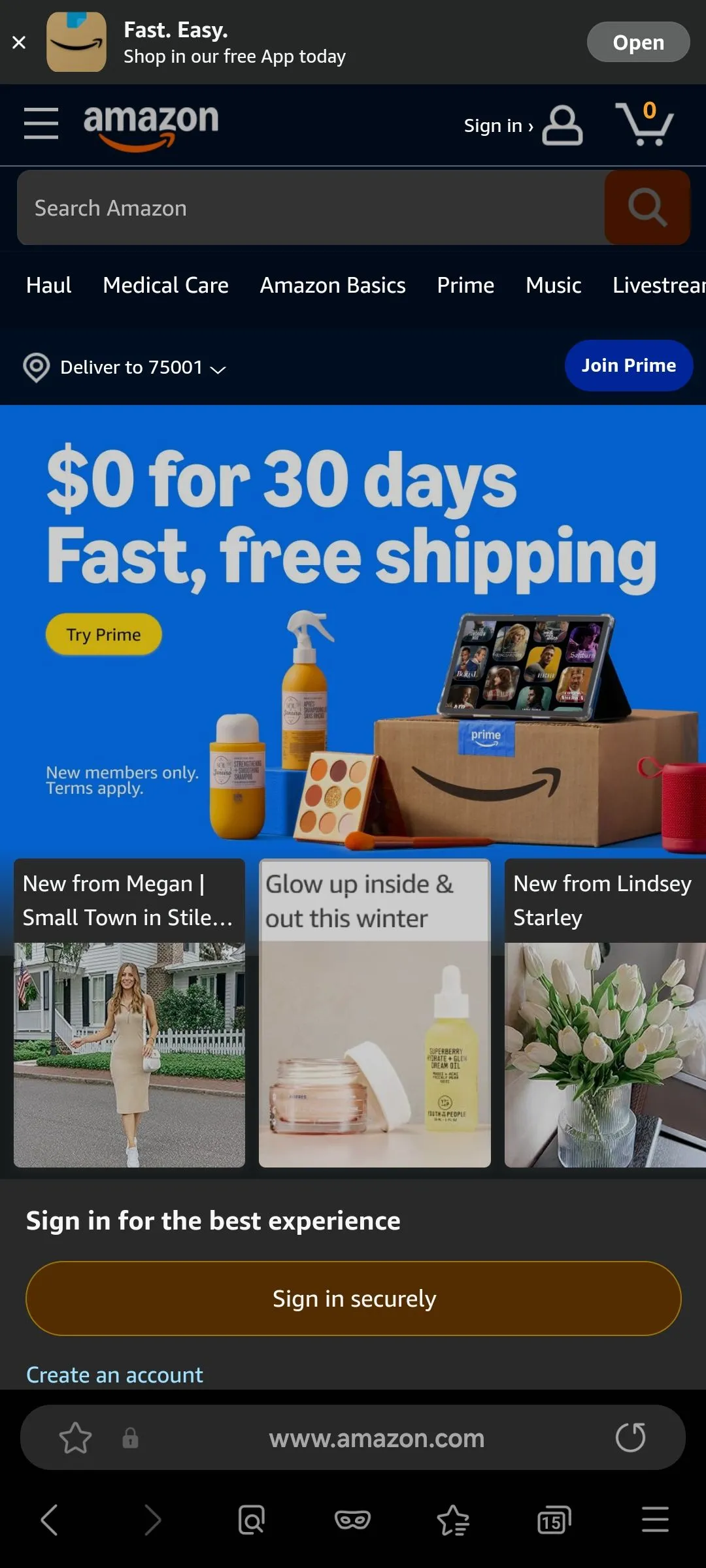 Ví dụ về trang web được áp dụng giao diện tối bằng tính năng của Samsung Internet, giúp giảm mỏi mắt.