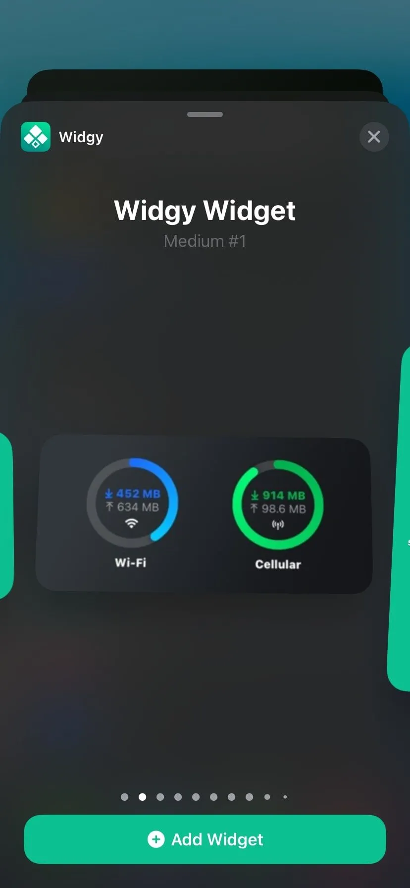 Widgy widget trên trang widget iPhone